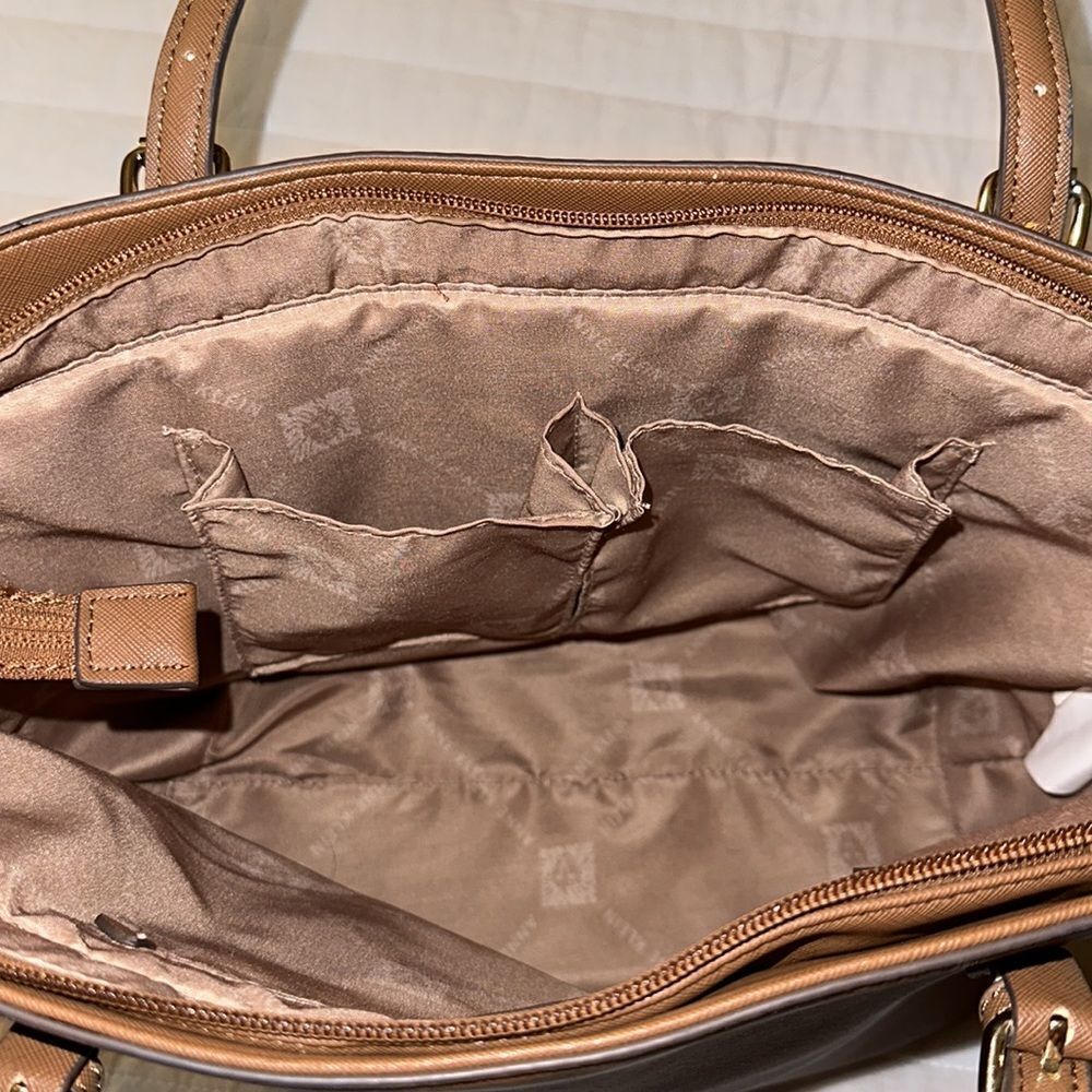 AK Camel Brown Faux Leather Tote Purse Bag - Picture 8 of 11